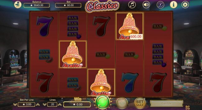 Three scatter symbols trigger free spins feature