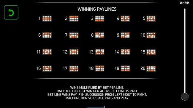 Paylines 1-20