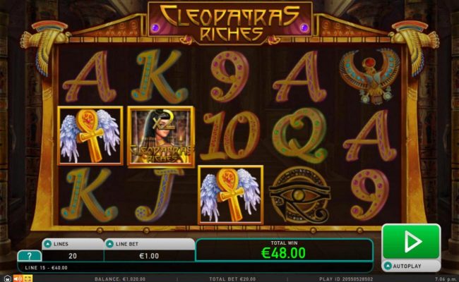A wild symbol forms a winning three of a kind and an x2 multiplier is applied to the payout.