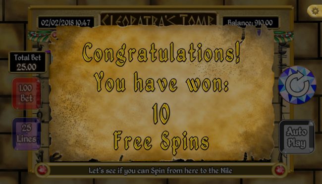 10 Free Spins Awarded