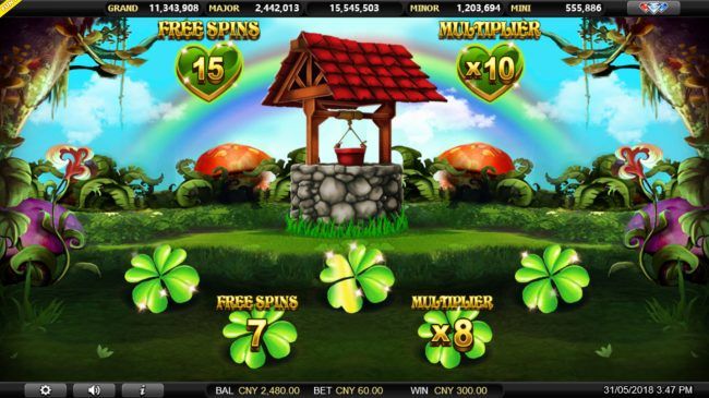 Pick shamrocks to increase multiplier and/or number of free spins