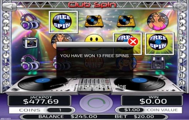 13 Free Spins Awarded