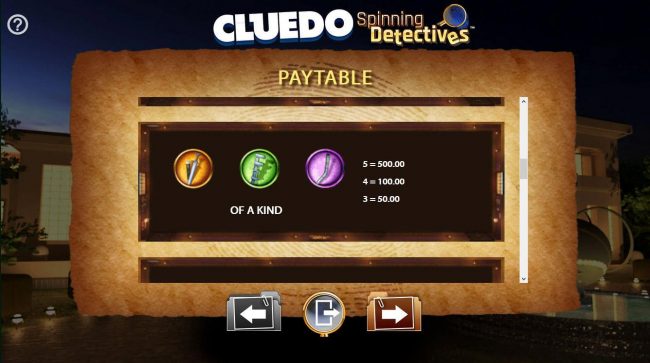 Medium Value Slot Game  Symbols Paytable.