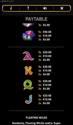 Low Value Symbols Paytable