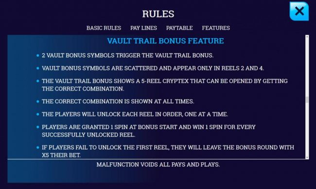 Vault Trail Bonus Feature Rules