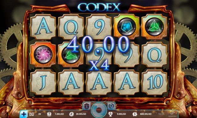 Invention Combo feature triggers a 40.00 win multiplied by x4 for total payout of 160.00