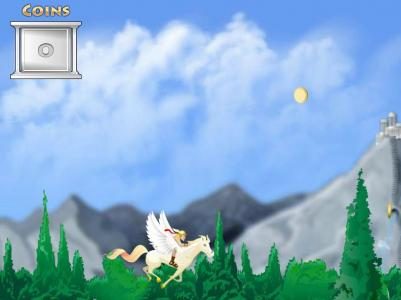 The start of the bonus round, use the mouse to kind Pegasus up and down to collect the gold coins