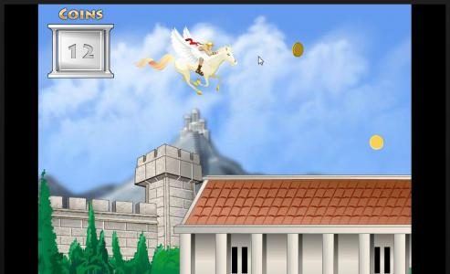 Moving Pegasus up and down to collect the gold coins.