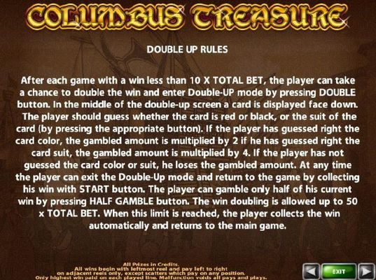 Double Up Gamble Feature Rules