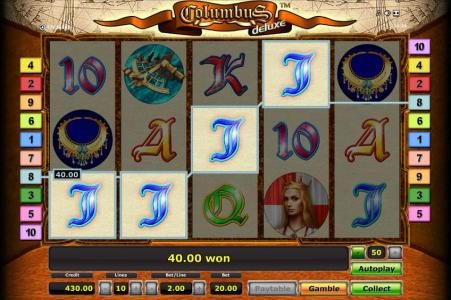 four of a kind triggers a 40.00 jackpot payout