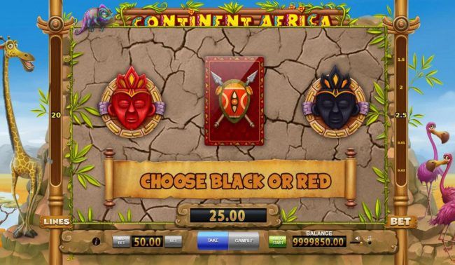 Gamble Feature - To gamble any win press Gamble then select Red or Black.