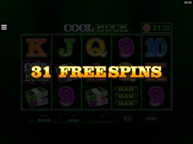 31 Free Spins awarded.
