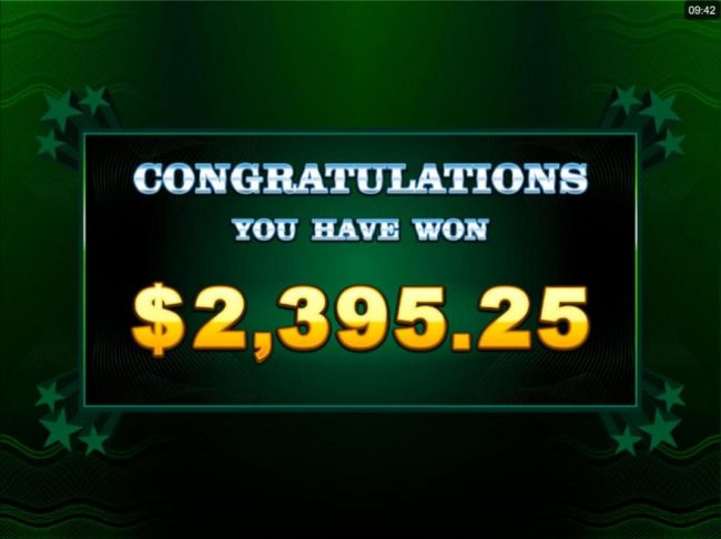 A 2,395.25 total prize awarded for Free Spins play.