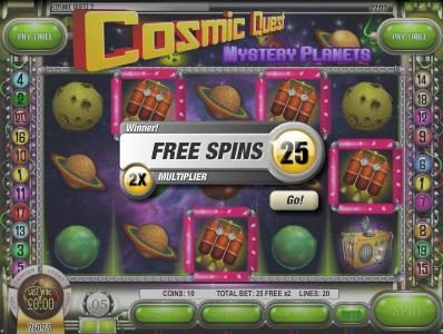 four scatter symbols triggers 25 free spins