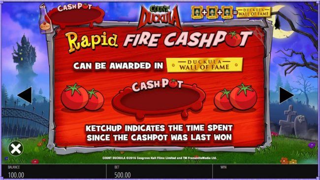 Rapid Fire Cashpot can be awarded in Duckula Wall of Fame