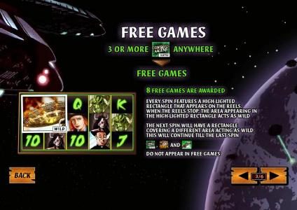 3 or more scatters anywhere triggers 8 free games
