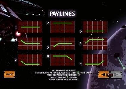 9 paylines layout configurations