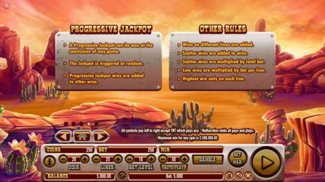 Progressive Jackpot Rules and General Game Rules