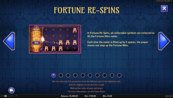 Codex of Fortune :: Fortune Re-Spins