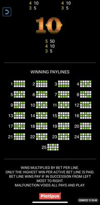 Paylines 1-25