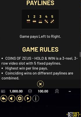 Paylines 1-5