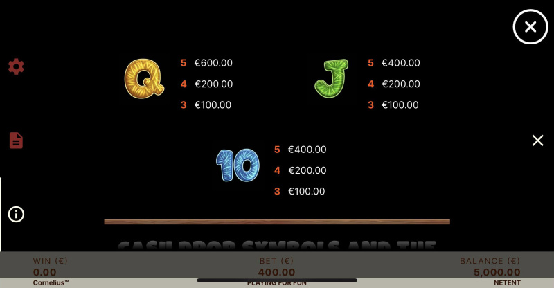 Low Value Symbols Paytable