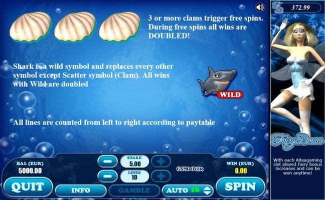Scatter symbol is represented by the CLAM and SHARK symbol is wild