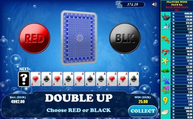 Gamble Feature - To gamble any win press Gamble then select Red or Black.