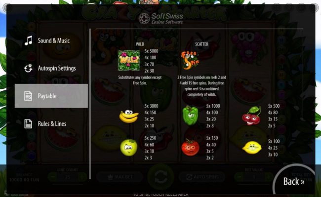 High value slot game symbols paytable.