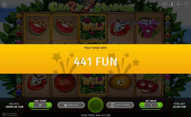 A total of 441 coins awarded player for Free Spins bonus play.