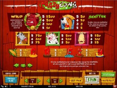 Slot game symbols paytable