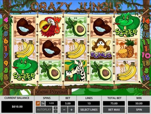 Landing snake scatter symbols on reels 1 and 5 awards 5 free spins.