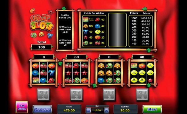 A winning combination on two slots leads to a 100 coin payout.