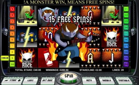 15 Free Spins Awarded