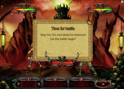 Bonus feature - time for battle - Slay the Orc and steal his treasure! Let the battle begin