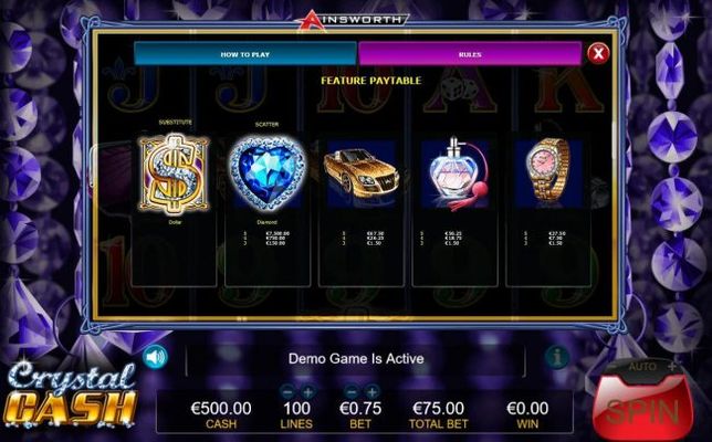 High value slot game symbols feature paytable.