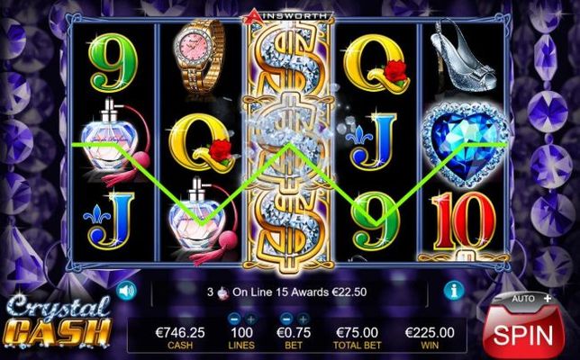 A 225.00 jackpot triggerd by multiple winning three of a kinds.