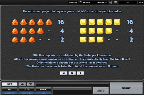 Low value game symbols paytable