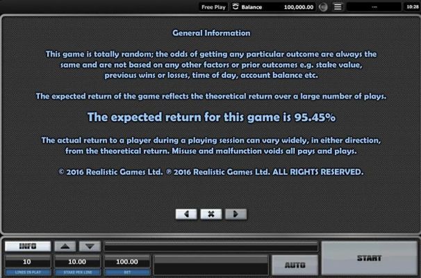 General Game Rules - The theoretical average return to player (RTP) is 95.45%.