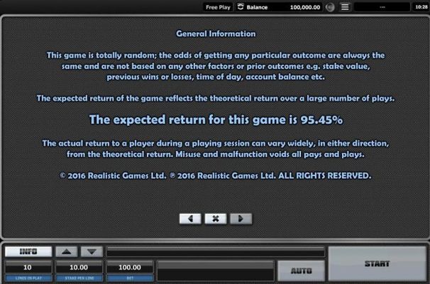 General Game Rules - The theoretical average return to player (RTP) is 95.45%.