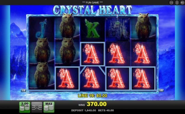 A 370.00 jackpot triggered by multiple winning symbol combinations.