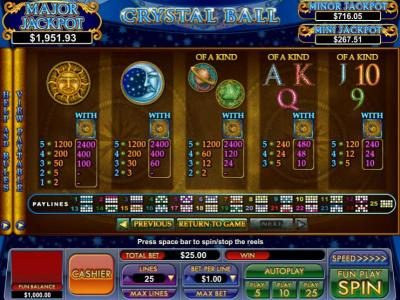 slot game symbols paytable and payline diagrams