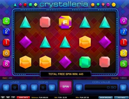 Total free spins win 445 credits
