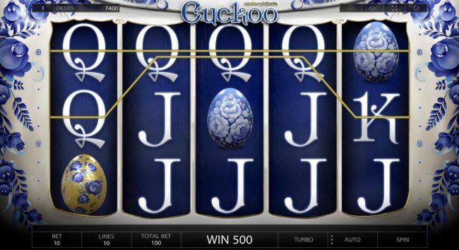 A 500 coin jackpot is triggered by a pair of winning four of a kinds.