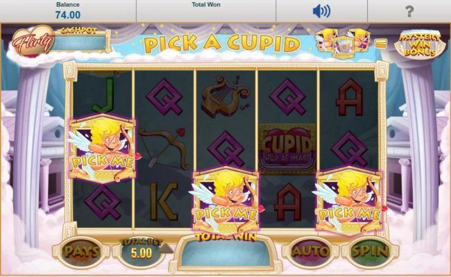 Pick a Cupid to reveal a bonus feature to play.