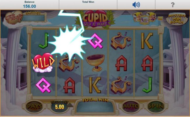 The Love Struck Winspin bonus triggers lightning to randomly strike game symbols, changing them into wilds.