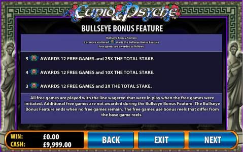 bullseye bonus feature game rules
