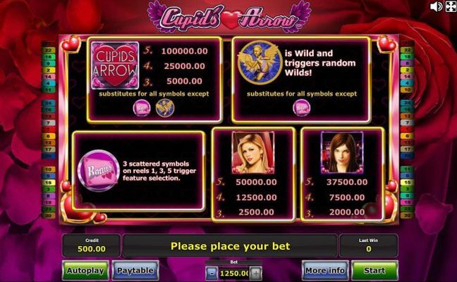 High value slot game symbols paytable