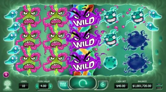 Expanding wild on 3rd reel triggers multiple winning paylines and a big win