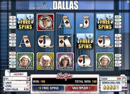 free spins feature game board